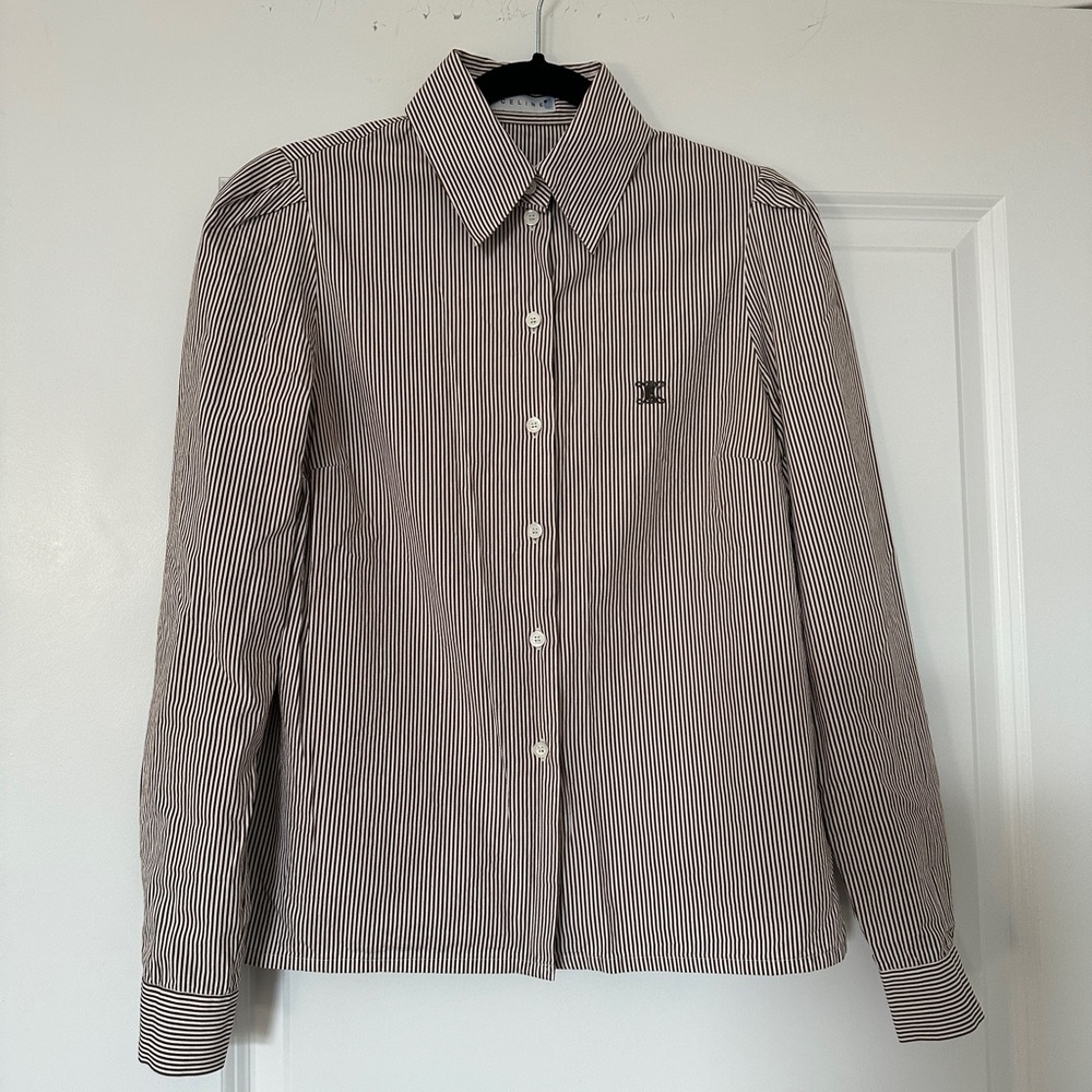 Vintage celine cotton striped shirt - size xs